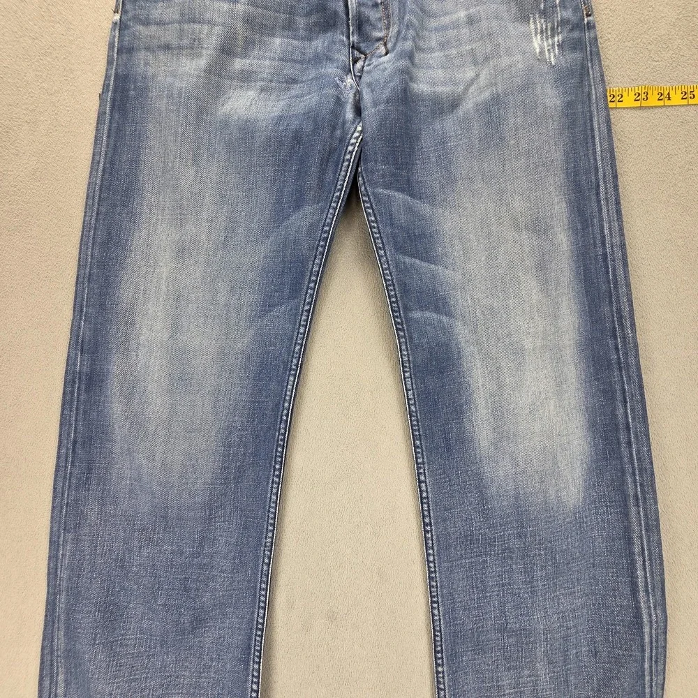 Diesel Jeans Mens 32x34 Blue Quratt Regular Straight Button Altered Hem 008BK